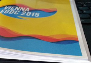 It's nice, yellow and 38 pages strong. The Vienna EUDC participant Broshure is always with you at Vienna EUDC.